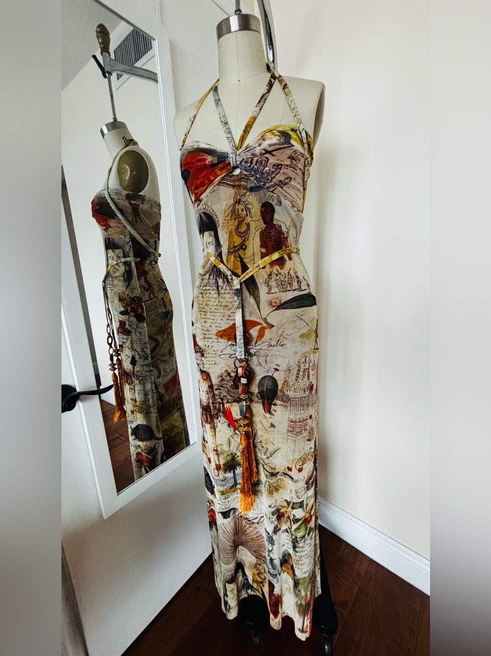 NWOT - Jean Paul Gaultier Soleil Tribal Mesh Maxi Dress- One Dress - Multi Style
